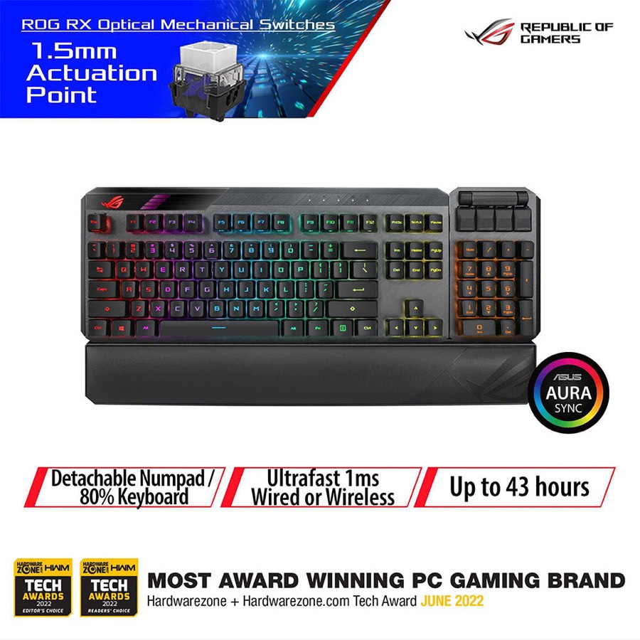 Asus Rog Claymore Ii Wireless Gaming Keyboard Rx Blue