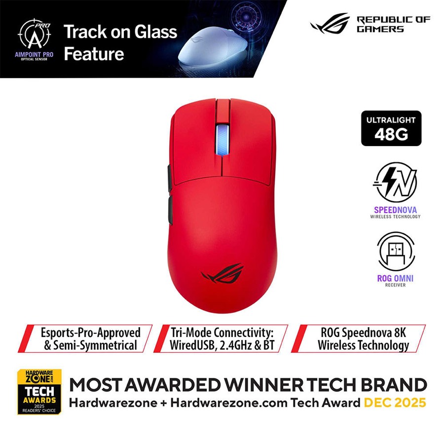 Asus Rog Harpe Ii Ace Wireless Gaming Mouse Red