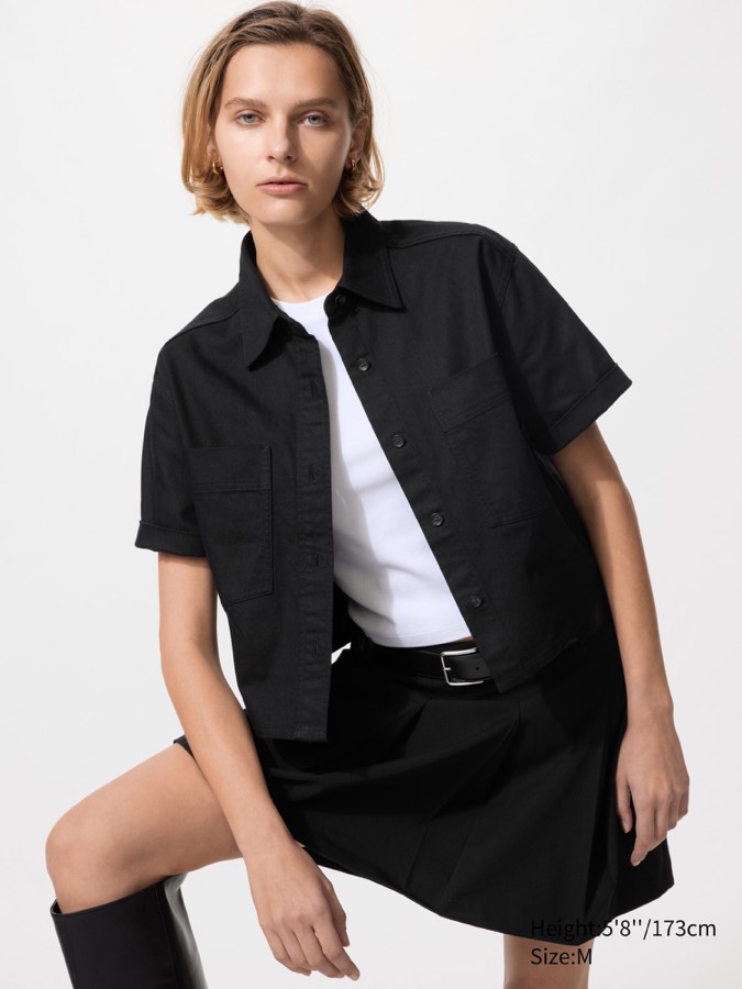 Denim Boxy Shirt Half Sleeve