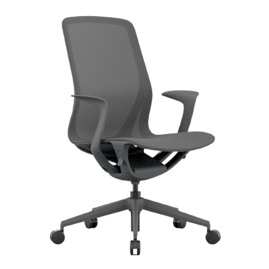 Desky Echo Modern Office Chair - Dark Grey Fixed