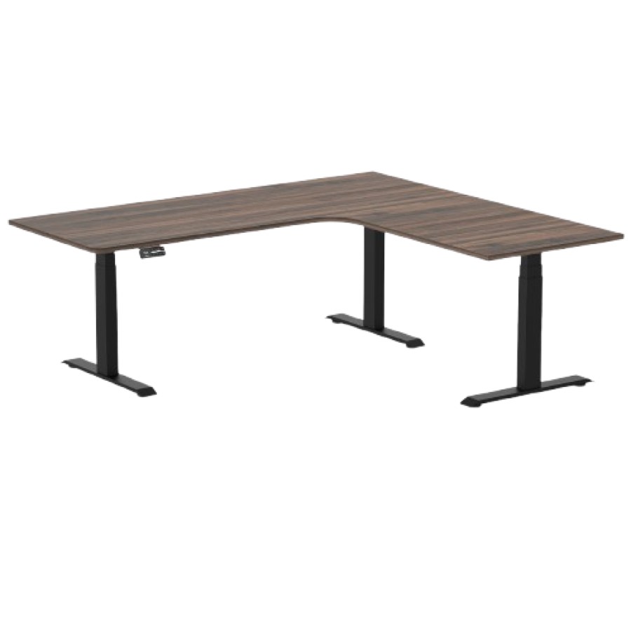Desky L-shape Melamine Sit Stand Desk 200cm - Right Return