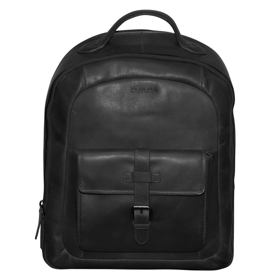 Futura Mens Leather Laptop Backpack School Shoulder Bag Front Pocket