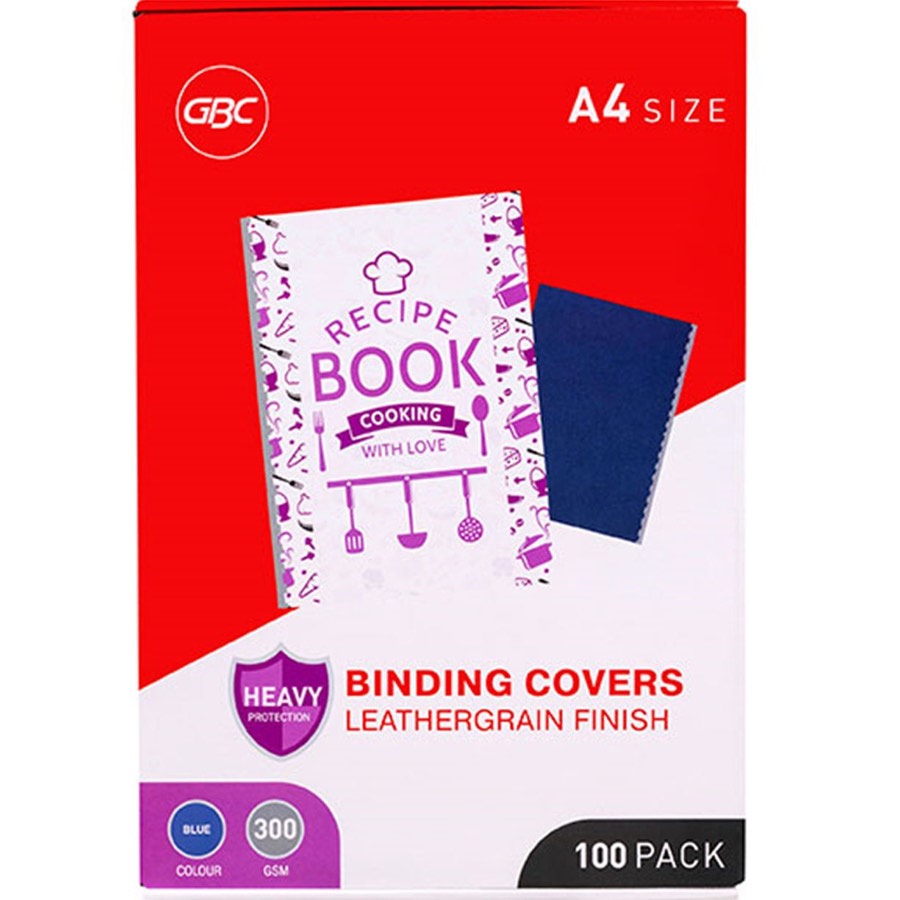 Gbc Leathergrain 300gsm A4 Binding Covers Blue Pack of 100