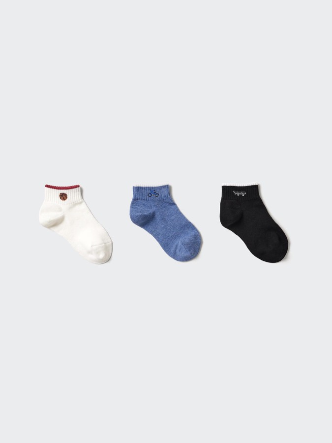 Kids Short Socks 3 Pairs Line