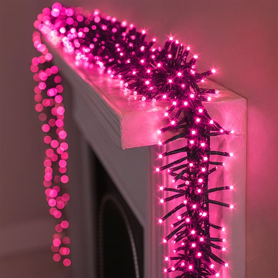 Lexi Lighting 500 Led Connectable Cluster Christmas Lights Pink