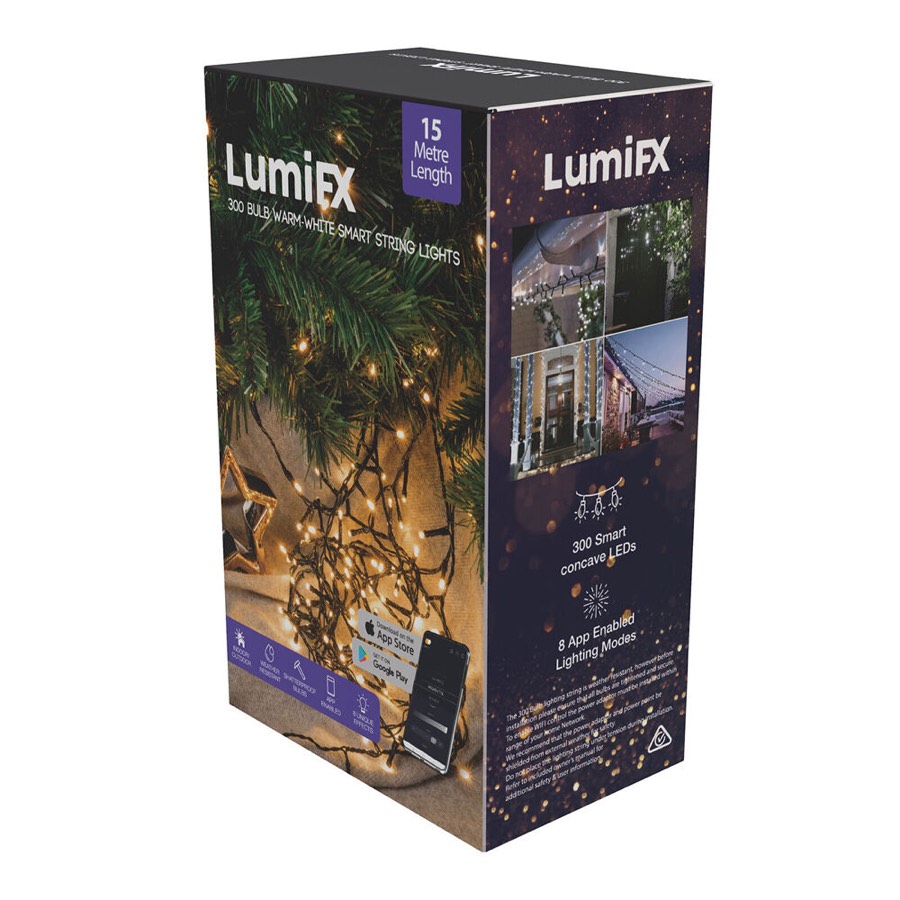 Lumifx 300 Bulb Led Wifi Smart String Lights 15m Warm