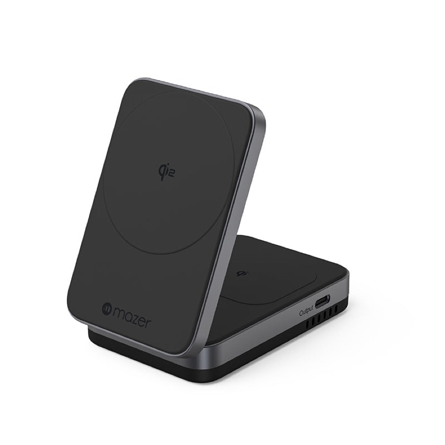 Mazer m-qi2-magfold02-bk QI2 32w Wireless Foldable 2in1+usb-c PD12W Charger