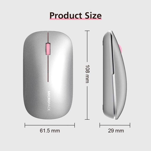 Micropack ml-203w-gy Lifestyle 2.4g+bluetooth Rechargeable Wireless Mouse