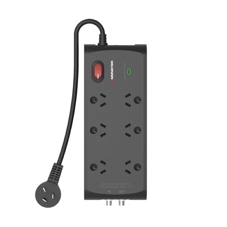 Monster 6 Socket Surge Protection Board with F-type Connectors