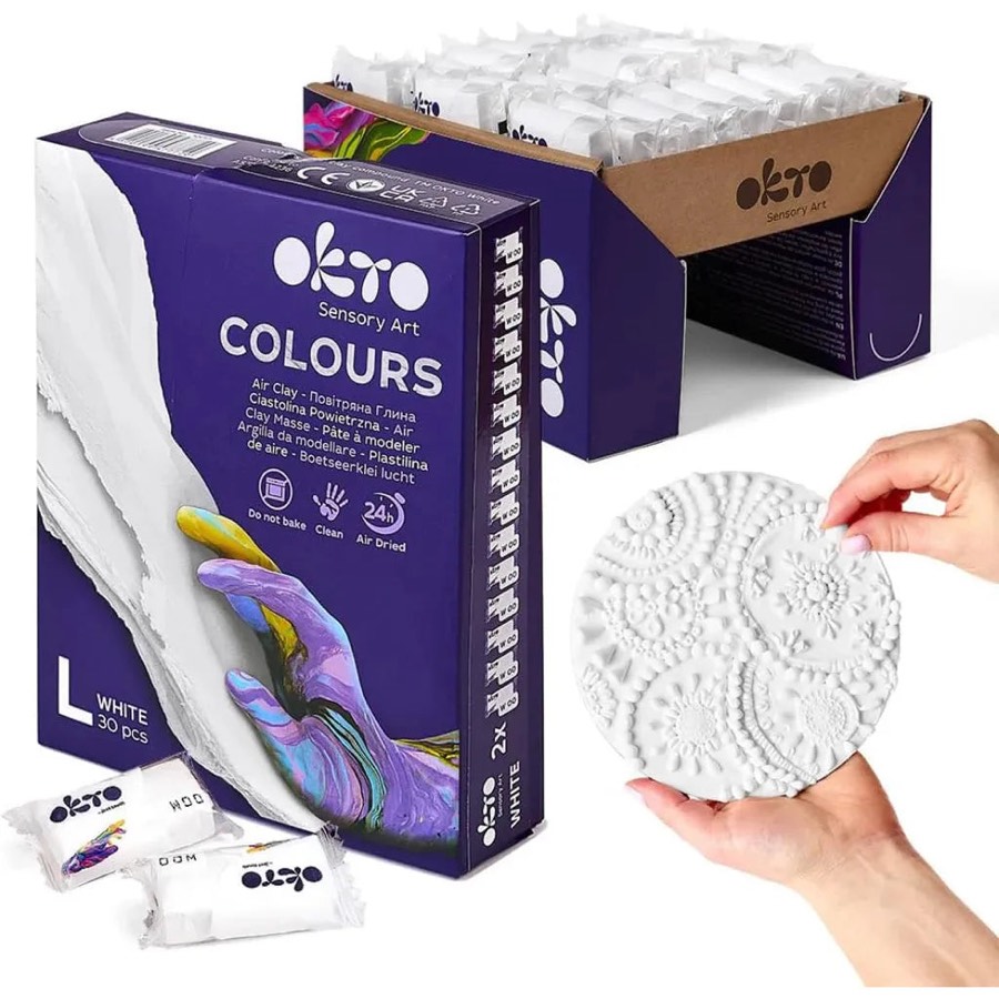 Okto 30pcs Sensory Art Air Clay Colours Large - White