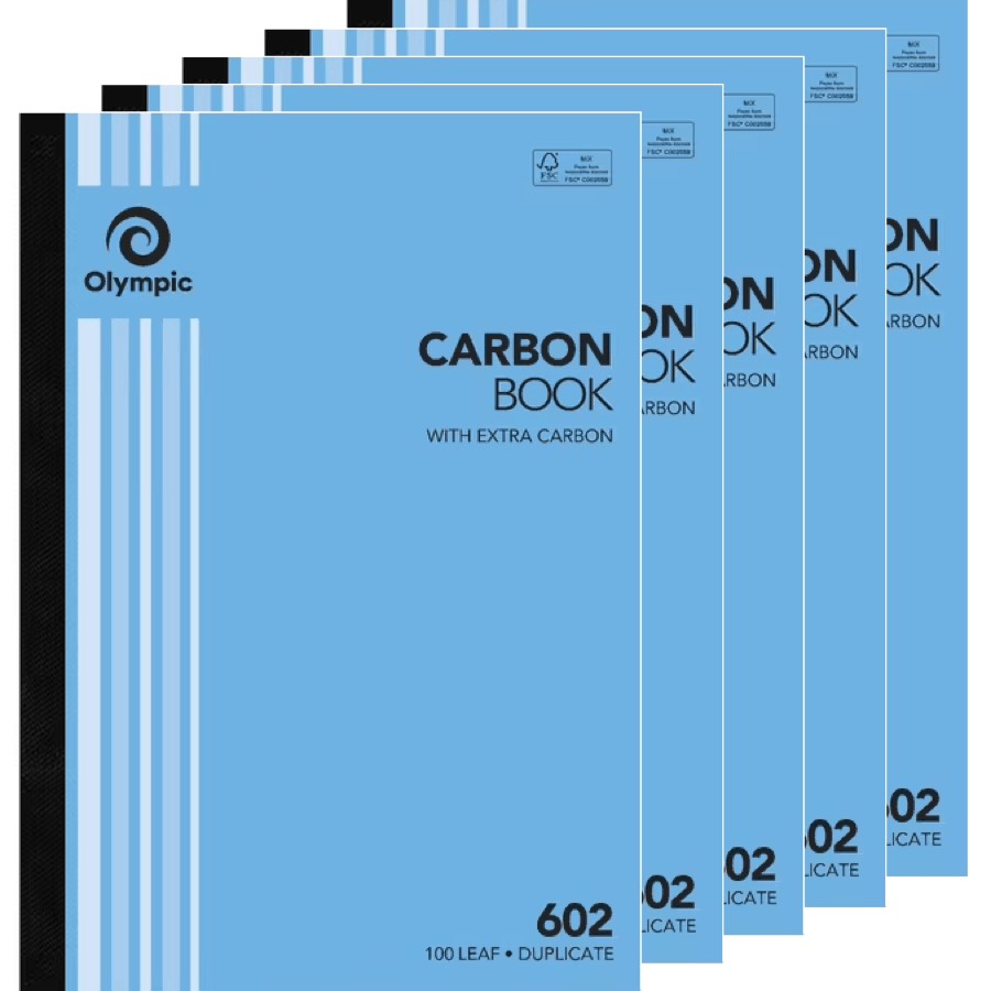 Olympic 5 Pack 602 Duplicate Carbon Book 100 Leaf Bulk