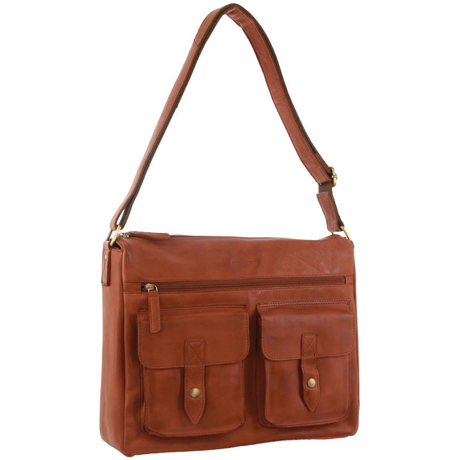 Pierre Cardin Leather Briefcase - Cognac