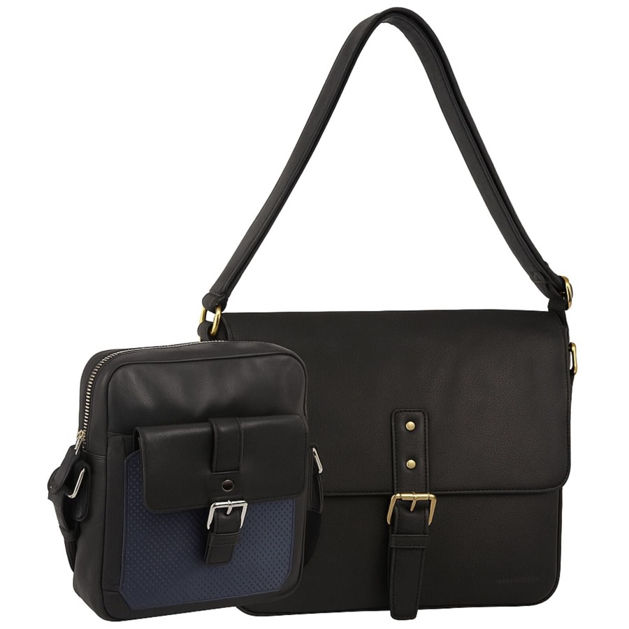 Pierre Cardin Leather Business Bag in Black & Organizer Cross
