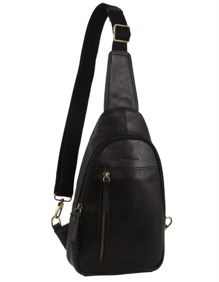 Pierre Cardin Men's Leather Crossbody Sling Bag with Adjustable Strap
