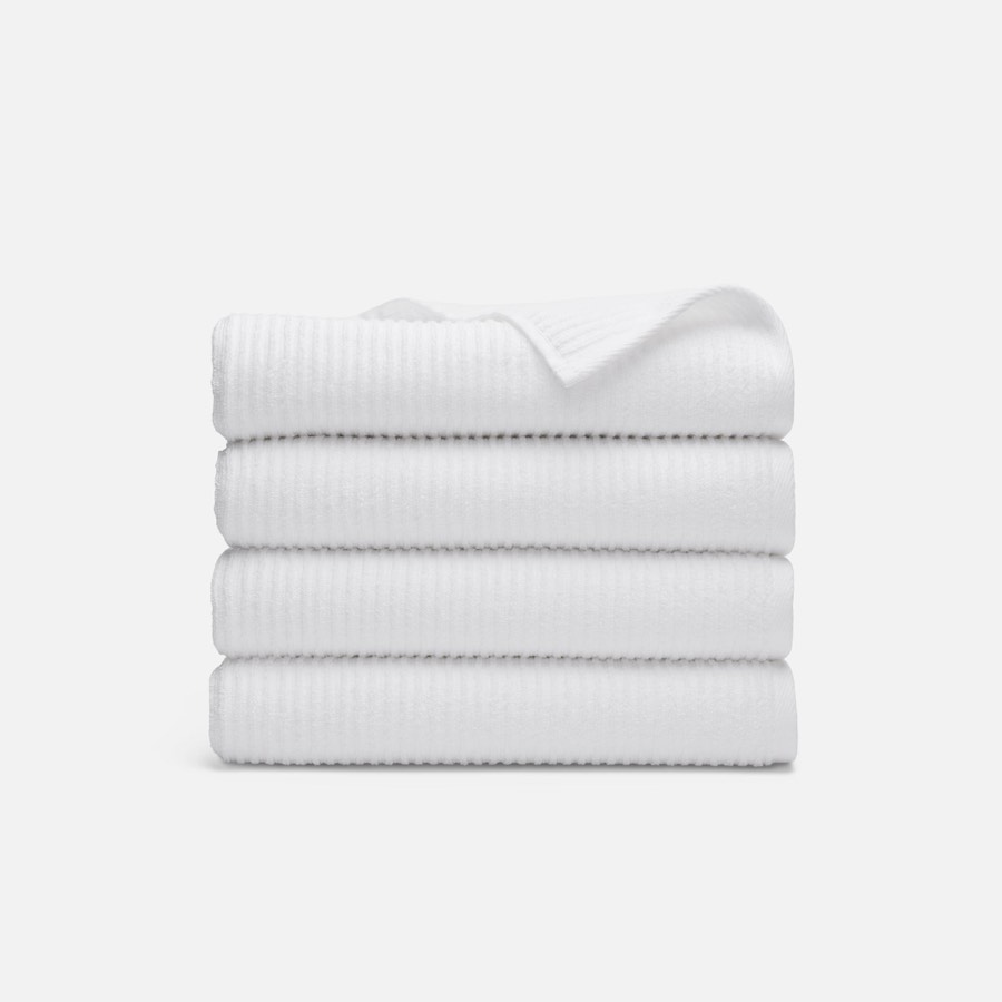 Ribbed Cotton Tencel Set of 4 Bath Towel Bundle