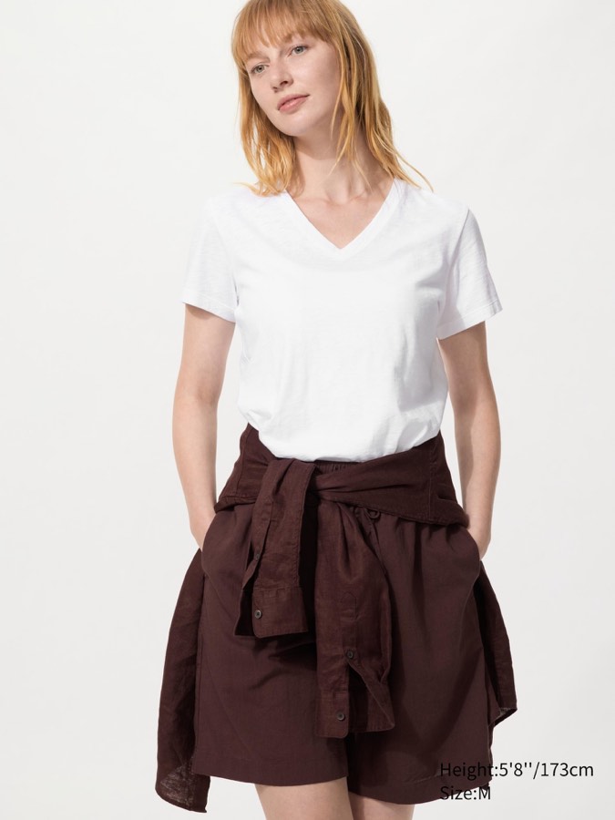 Slub Jersey V Neck T