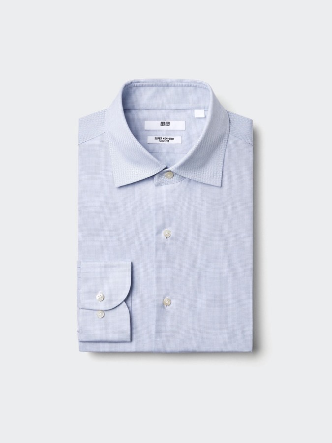 Super Non Iron Slim Fit Shirt Long Sleeve Checked Spread
